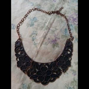 Bronze Floral Boho Statement Necklace